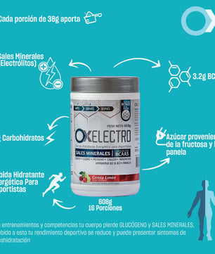OX Sports Electro 608 g – Bebida Hidratante Energética para Deportistas