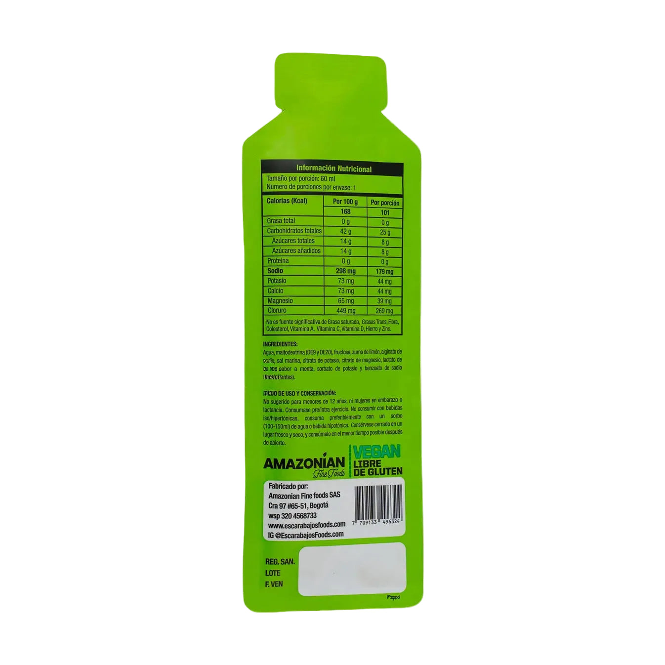 Escarabajos Gel Deportivo Maltodextrina Limón + Electrolitos 60g | 25g CHO