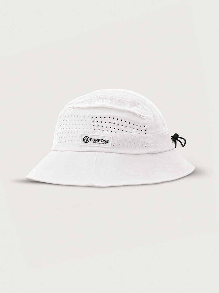 PURPOSE bucket hat glaciar con ULTRA COOL TECH blanco hielo