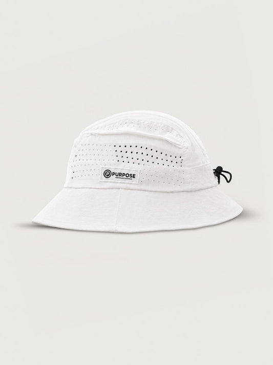 PURPOSE bucket hat glaciar con ULTRA COOL TECH blanco hielo