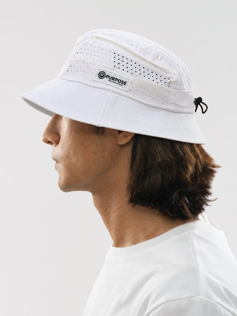 PURPOSE bucket hat glaciar con ULTRA COOL TECH blanco hielo