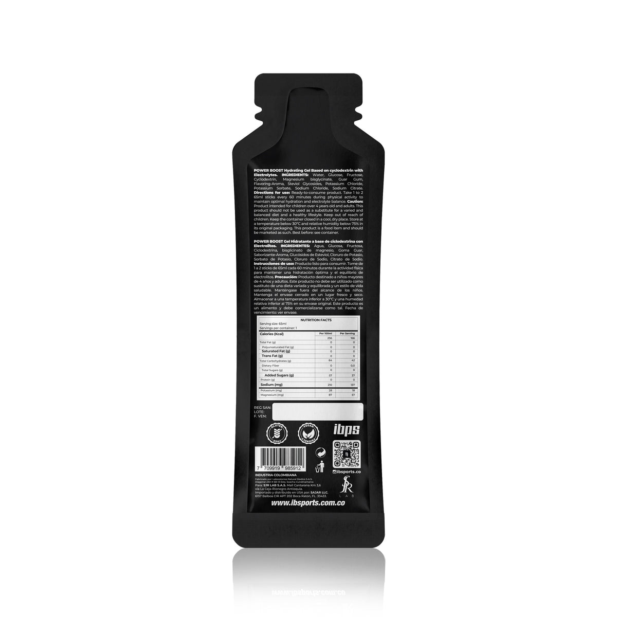 IB Sports Power Boost Gel Electrolitos Frambuesa, foto 2